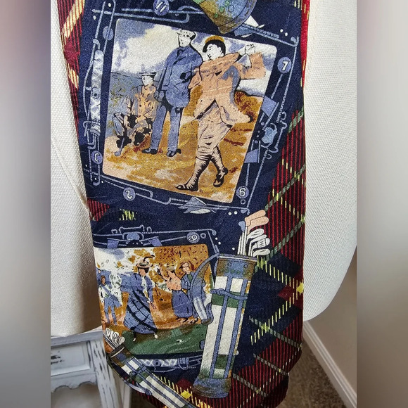 VTG Museum Artifacts 100% Men’s Silk Handmade Tie Golfing Sportswear - Picture 9 of 9